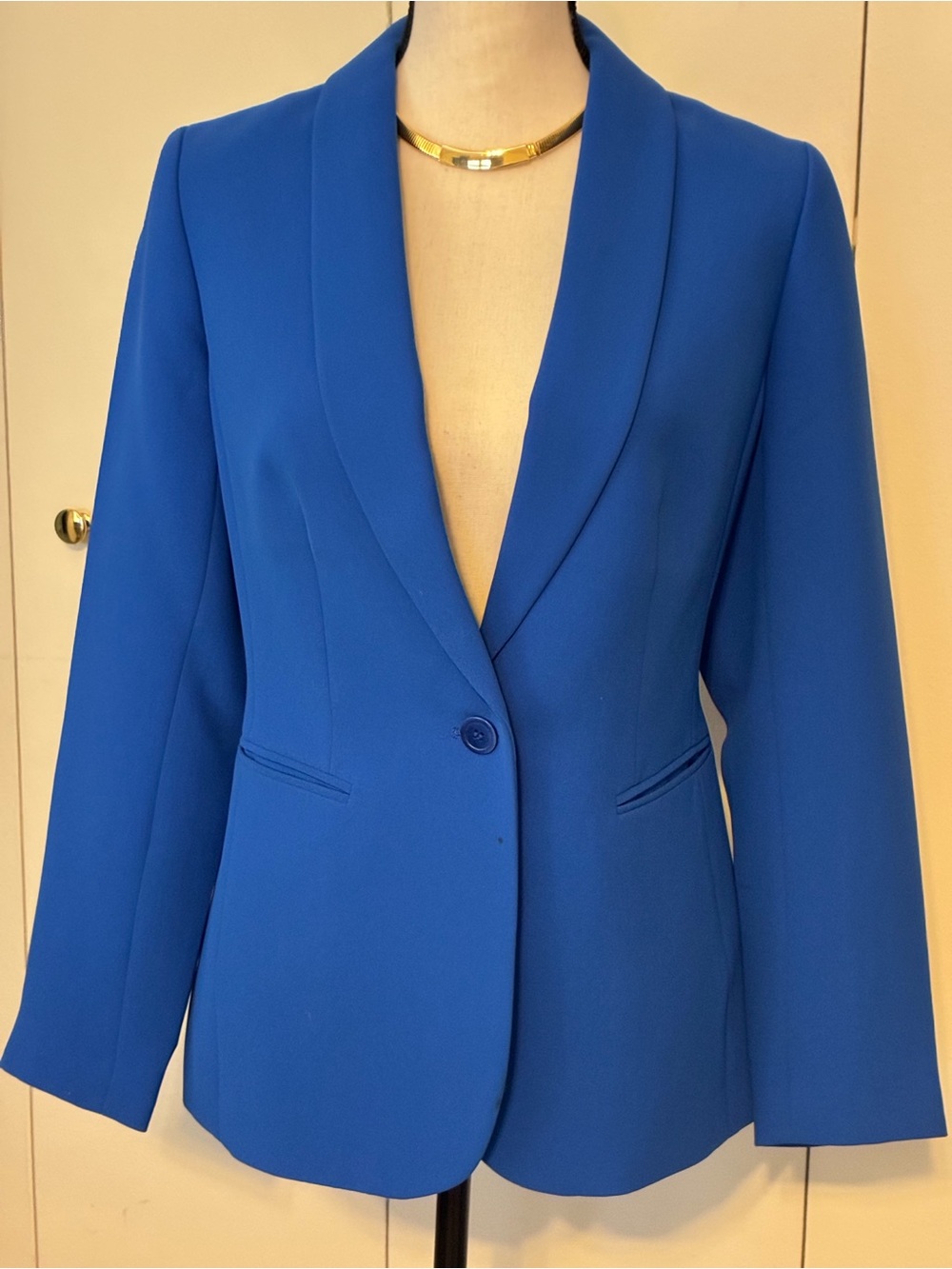 Royal Blue Shawl Collar Single-Button Blazer by Talbots